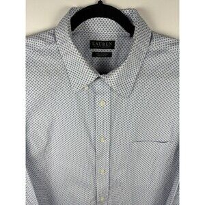 Lauren Ralph Lauren Dress Shirt Mens 2XL (18) Blue Geometric Button-up Preppy